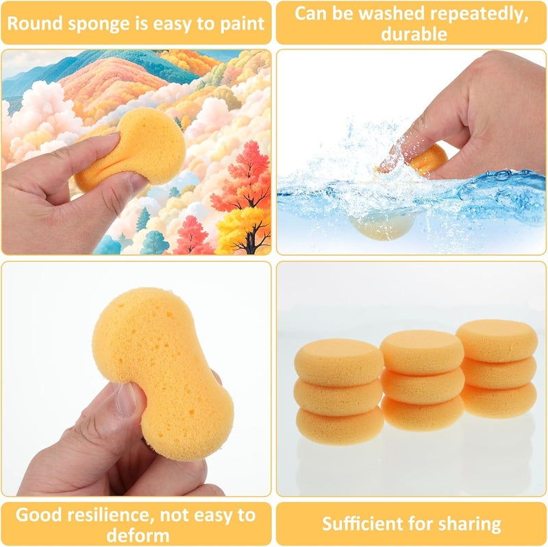 IANFAN 12 Pcs Round Pottery Sponges, Elasticity Clay Sponge Water Absorption Tack Sponges for Kitchen Shoes Leather Care Painting Crafts, Ceramics - Image 5